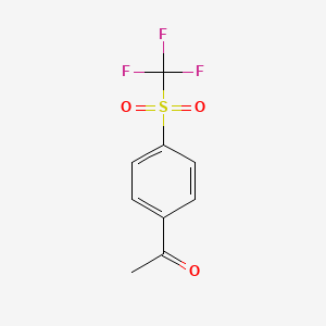 molecular formula C9H7F3O3S B11747028 1-(4-(Trifluoromethylsulfonyl)phenyl)ethanone 