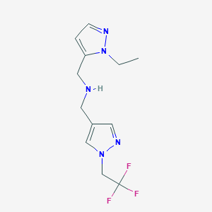 molecular formula C12H16F3N5 B11747056 [(1-ethyl-1H-pyrazol-5-yl)methyl]({[1-(2,2,2-trifluoroethyl)-1H-pyrazol-4-yl]methyl})amine 