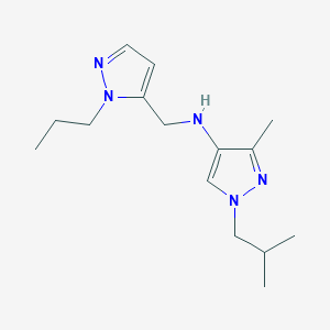 molecular formula C15H25N5 B11747071 3-methyl-1-(2-methylpropyl)-N-[(1-propyl-1H-pyrazol-5-yl)methyl]-1H-pyrazol-4-amine 