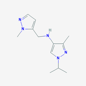 molecular formula C12H19N5 B11747128 3-methyl-N-[(1-methyl-1H-pyrazol-5-yl)methyl]-1-(propan-2-yl)-1H-pyrazol-4-amine 