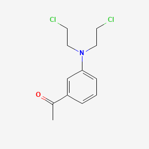 molecular formula C12H15Cl2NO B11747147 1-{3-[Bis(2-chloroethyl)amino]phenyl}ethan-1-one 