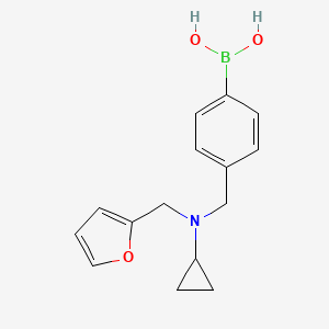 molecular formula C15H18BNO3 B11747187 (4-((Cyclopropyl(furan-2-ylmethyl)amino)methyl)phenyl)boronic acid 