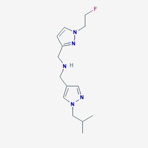 molecular formula C14H22FN5 B11747210 {[1-(2-fluoroethyl)-1H-pyrazol-3-yl]methyl}({[1-(2-methylpropyl)-1H-pyrazol-4-yl]methyl})amine 