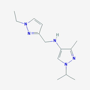 molecular formula C13H21N5 B11747216 N-[(1-ethyl-1H-pyrazol-3-yl)methyl]-3-methyl-1-(propan-2-yl)-1H-pyrazol-4-amine 