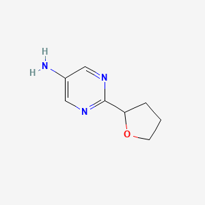 molecular formula C8H11N3O B11747314 2-(Oxolan-2-yl)pyrimidin-5-amine 