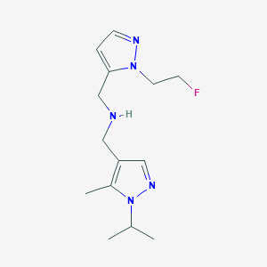 molecular formula C14H22FN5 B11747361 {[1-(2-fluoroethyl)-1H-pyrazol-5-yl]methyl}({[5-methyl-1-(propan-2-yl)-1H-pyrazol-4-yl]methyl})amine CAS No. 1856073-32-9