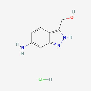 molecular formula C8H10ClN3O B11747371 (6-amino-1H-indazol-3-yl)methanol hydrochloride 