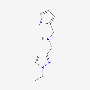 molecular formula C12H18N4 B11747404 [(1-ethyl-1H-pyrazol-3-yl)methyl][(1-methyl-1H-pyrrol-2-yl)methyl]amine 