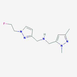 molecular formula C12H18FN5 B11747414 [(1,3-dimethyl-1H-pyrazol-5-yl)methyl]({[1-(2-fluoroethyl)-1H-pyrazol-3-yl]methyl})amine 