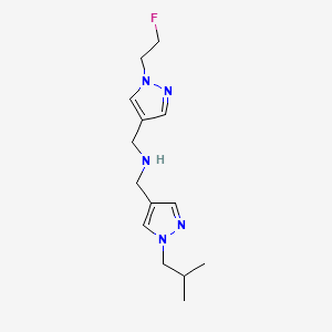 molecular formula C14H22FN5 B11747431 {[1-(2-fluoroethyl)-1H-pyrazol-4-yl]methyl}({[1-(2-methylpropyl)-1H-pyrazol-4-yl]methyl})amine 