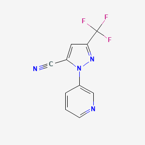 molecular formula C10H5F3N4 B11747458 1-(3-Pyridinyl)-3-(trifluoromethyl)-1H-pyrazole-5-carbonitrile 