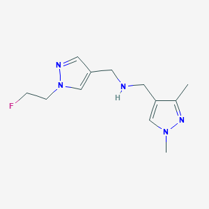 molecular formula C12H18FN5 B11747539 [(1,3-dimethyl-1H-pyrazol-4-yl)methyl]({[1-(2-fluoroethyl)-1H-pyrazol-4-yl]methyl})amine 