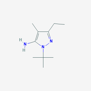 molecular formula C10H19N3 B11747591 5-Amino-1-tert-butyl-3-ethyl-4-methylpyrazole 