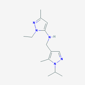 molecular formula C14H23N5 B11747595 1-ethyl-3-methyl-N-{[5-methyl-1-(propan-2-yl)-1H-pyrazol-4-yl]methyl}-1H-pyrazol-5-amine 