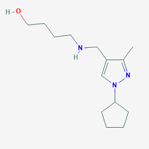 molecular formula C14H25N3O B11747640 4-{[(1-cyclopentyl-3-methyl-1H-pyrazol-4-yl)methyl]amino}butan-1-ol 