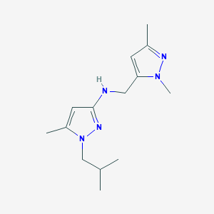 molecular formula C14H23N5 B11747643 N-[(1,3-dimethyl-1H-pyrazol-5-yl)methyl]-5-methyl-1-(2-methylpropyl)-1H-pyrazol-3-amine CAS No. 1855951-65-3