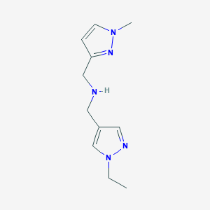 molecular formula C11H17N5 B11747784 [(1-ethyl-1H-pyrazol-4-yl)methyl][(1-methyl-1H-pyrazol-3-yl)methyl]amine 