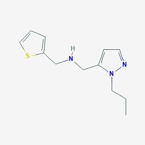 molecular formula C12H17N3S B11747792 [(1-propyl-1H-pyrazol-5-yl)methyl][(thiophen-2-yl)methyl]amine 