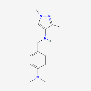 molecular formula C14H20N4 B11747804 N-{[4-(dimethylamino)phenyl]methyl}-1,3-dimethyl-1H-pyrazol-4-amine 