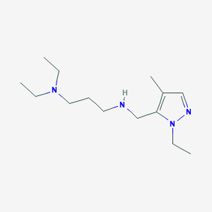 molecular formula C14H28N4 B11747877 [3-(diethylamino)propyl][(1-ethyl-4-methyl-1H-pyrazol-5-yl)methyl]amine 