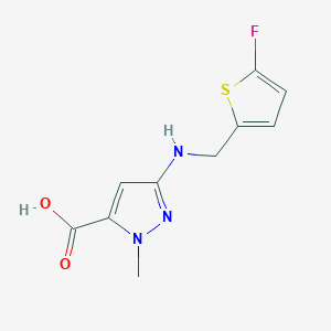 molecular formula C10H10FN3O2S B11747889 3-{[(5-fluorothiophen-2-yl)methyl]amino}-1-methyl-1H-pyrazole-5-carboxylic acid 