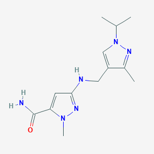 1-methyl-3-({[3-methyl-1-(propan-2-yl)-1H-pyrazol-4-yl]methyl}amino)-1H-pyrazole-5-carboxamide