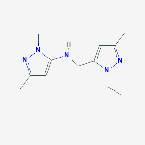 molecular formula C13H21N5 B11748001 1,3-dimethyl-N-[(3-methyl-1-propyl-1H-pyrazol-5-yl)methyl]-1H-pyrazol-5-amine CAS No. 1856085-71-6