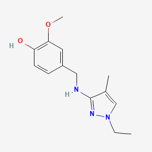 molecular formula C14H19N3O2 B11748037 4-{[(1-ethyl-4-methyl-1H-pyrazol-3-yl)amino]methyl}-2-methoxyphenol 