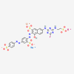 2-Naphthalenesulfonic acid, 7-((4-fluoro-6-((2-sulfoethyl)amino)-1,3,5-triazin-2-yl)amino)-4-hydroxy-3-((2-sulfo-4-((4-sulfophenyl)azo)phenyl)azo)-, lithium potassium sodium salt