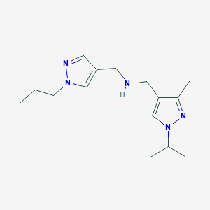 molecular formula C15H25N5 B11748125 {[3-methyl-1-(propan-2-yl)-1H-pyrazol-4-yl]methyl}[(1-propyl-1H-pyrazol-4-yl)methyl]amine 