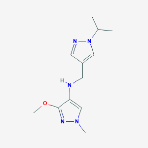 molecular formula C12H19N5O B11748146 3-methoxy-1-methyl-N-{[1-(propan-2-yl)-1H-pyrazol-4-yl]methyl}-1H-pyrazol-4-amine 