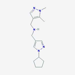 molecular formula C15H23N5 B11748204 [(1-cyclopentyl-1H-pyrazol-4-yl)methyl][(1,5-dimethyl-1H-pyrazol-4-yl)methyl]amine 