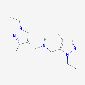 molecular formula C14H23N5 B11748252 [(1-ethyl-3-methyl-1H-pyrazol-4-yl)methyl][(1-ethyl-4-methyl-1H-pyrazol-5-yl)methyl]amine 