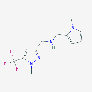 molecular formula C12H15F3N4 B11748262 [(1-methyl-1H-pyrrol-2-yl)methyl]({[1-methyl-5-(trifluoromethyl)-1H-pyrazol-3-yl]methyl})amine 