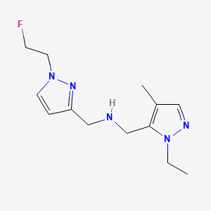 molecular formula C13H20FN5 B11748286 [(1-ethyl-4-methyl-1H-pyrazol-5-yl)methyl]({[1-(2-fluoroethyl)-1H-pyrazol-3-yl]methyl})amine 