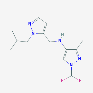 molecular formula C13H19F2N5 B11748301 1-(difluoromethyl)-3-methyl-N-{[1-(2-methylpropyl)-1H-pyrazol-5-yl]methyl}-1H-pyrazol-4-amine 