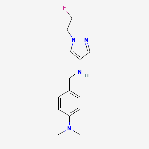 molecular formula C14H19FN4 B11748317 N-{[4-(dimethylamino)phenyl]methyl}-1-(2-fluoroethyl)-1H-pyrazol-4-amine 