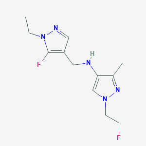 molecular formula C12H17F2N5 B11748364 N-[(1-ethyl-5-fluoro-1H-pyrazol-4-yl)methyl]-1-(2-fluoroethyl)-3-methyl-1H-pyrazol-4-amine 