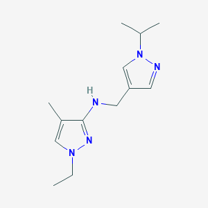 molecular formula C13H21N5 B11748395 1-ethyl-4-methyl-N-{[1-(propan-2-yl)-1H-pyrazol-4-yl]methyl}-1H-pyrazol-3-amine 