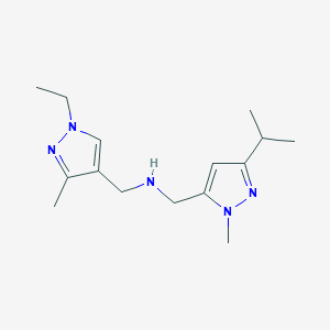 molecular formula C15H25N5 B11748424 [(1-ethyl-3-methyl-1H-pyrazol-4-yl)methyl]({[1-methyl-3-(propan-2-yl)-1H-pyrazol-5-yl]methyl})amine 