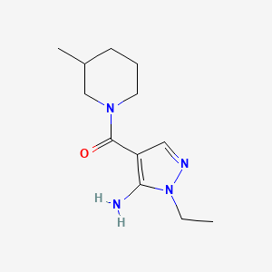 molecular formula C12H20N4O B11748456 1-ethyl-4-(3-methylpiperidine-1-carbonyl)-1H-pyrazol-5-amine 