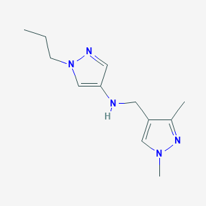 molecular formula C12H19N5 B11748476 N-[(1,3-dimethyl-1H-pyrazol-4-yl)methyl]-1-propyl-1H-pyrazol-4-amine 