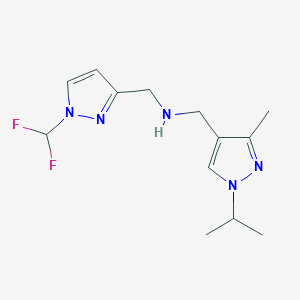 molecular formula C13H19F2N5 B11748499 {[1-(difluoromethyl)-1H-pyrazol-3-yl]methyl}({[3-methyl-1-(propan-2-yl)-1H-pyrazol-4-yl]methyl})amine 