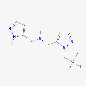 molecular formula C11H14F3N5 B11748529 [(1-methyl-1H-pyrazol-5-yl)methyl]({[1-(2,2,2-trifluoroethyl)-1H-pyrazol-5-yl]methyl})amine 