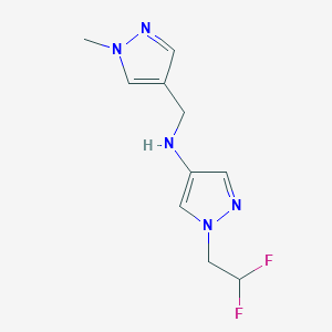 molecular formula C10H13F2N5 B11748537 1-(2,2-difluoroethyl)-N-[(1-methyl-1H-pyrazol-4-yl)methyl]-1H-pyrazol-4-amine 