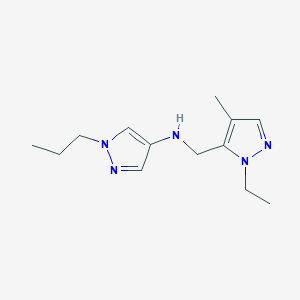 molecular formula C13H21N5 B11748620 N-[(1-ethyl-4-methyl-1H-pyrazol-5-yl)methyl]-1-propyl-1H-pyrazol-4-amine 