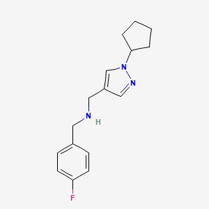 molecular formula C16H20FN3 B11748641 [(1-cyclopentyl-1H-pyrazol-4-yl)methyl][(4-fluorophenyl)methyl]amine 