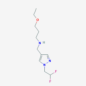 molecular formula C11H19F2N3O B11748657 {[1-(2,2-difluoroethyl)-1H-pyrazol-4-yl]methyl}(3-ethoxypropyl)amine 