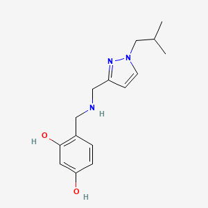 molecular formula C15H21N3O2 B11748695 4-[({[1-(2-methylpropyl)-1H-pyrazol-3-yl]methyl}amino)methyl]benzene-1,3-diol 