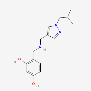 molecular formula C15H21N3O2 B11748713 4-[({[1-(2-methylpropyl)-1H-pyrazol-4-yl]methyl}amino)methyl]benzene-1,3-diol 